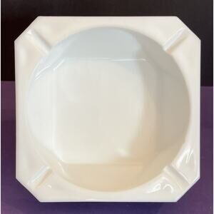 Vtg Westmoreland Old Quilt White Milk Glass Medium Square Ashtray Block & Star